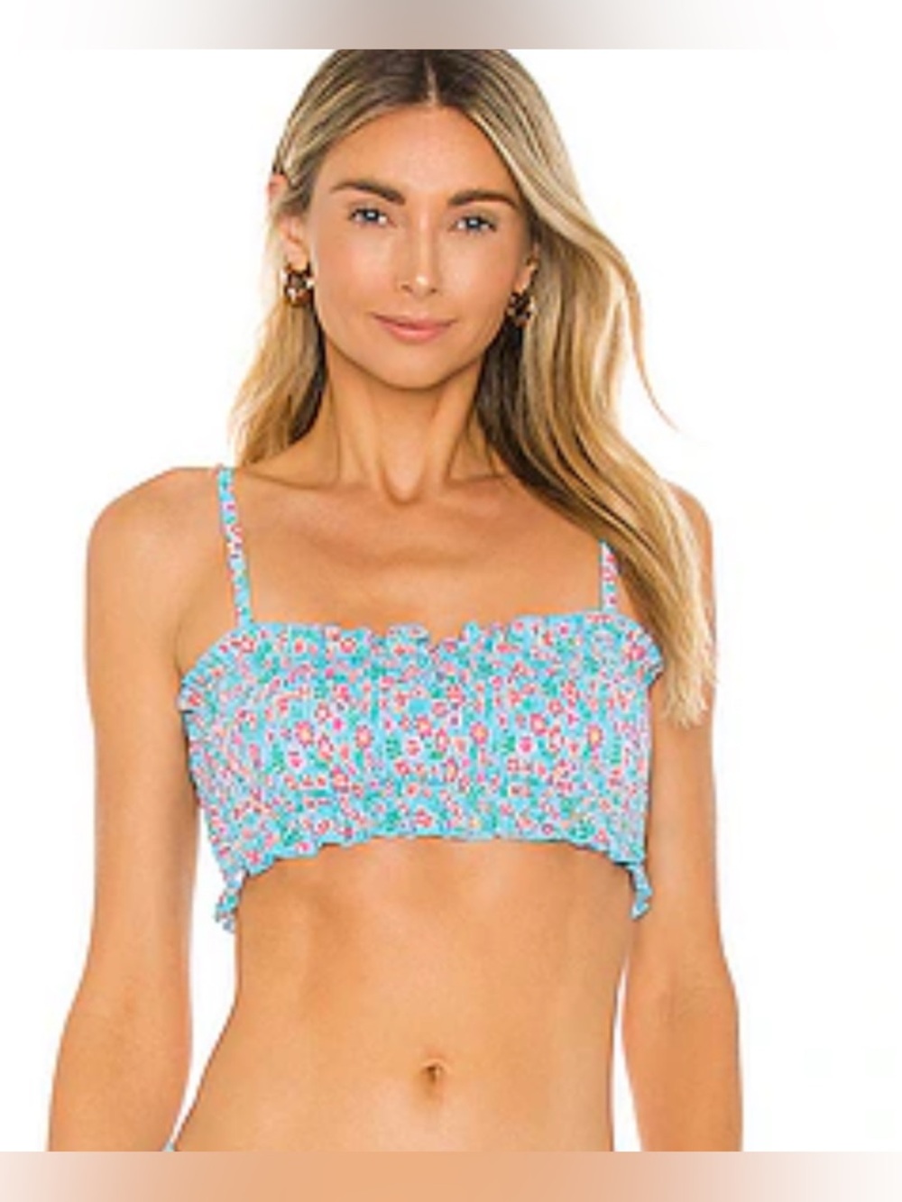 NWT Solid & Striped Indigo Bikini Top in Ditsy Floral - XL